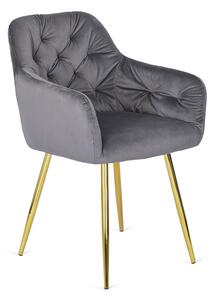 Szare pikowane krzesło glamour z podłokietnikami - Vamo