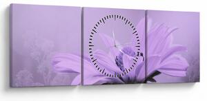Obraz - Fioletowy kwiat (z zegarem) (90x30 cm)