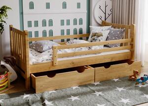 Łóżko Tina 90x200 drewniane z szufladami, kolor dębowy