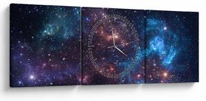 Obraz - Nocne niebo (z zegarem) (90x30 cm)