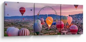 Obraz - Balony na ogrzane powietrze (z zegarem) (90x30 cm)