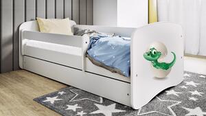 Łóżko dziecięce białe z szufladą 140x70 - Mały dino