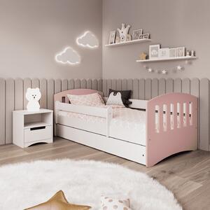 Łóżko dziecięce różowo-białe z szufladą 140x80 z kolekcji Classic