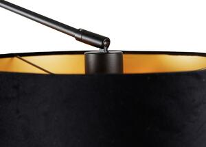 Kinkiet / Lampa scienna czarny z welurowym abażurem czarny 35 cm regulowany - Blitz Oswietlenie wewnetrzne