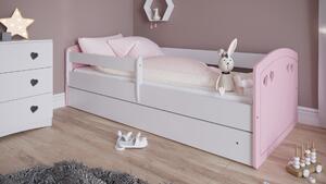 Łóżko dziecięce Julia różowo-białe z szufladą 140x80