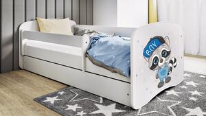 Łóżko dziecięce białe z szufladą 160x80 i kolorowym wzorem Szopa