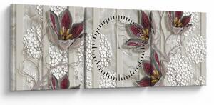 Obraz - Kwiaty dekoracyjne (z zegarem) (90x30 cm)