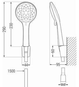 Mexen Sabre R74 bateria wannowa z zestawem prysznicowym, czarna - 7213R74-70