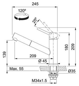 Bateria kuchenna stojÄ ca FRANKE Orbit pull-out z wyciÄ ganÄ wylewkÄ Stal szlachetna 115.0569.461