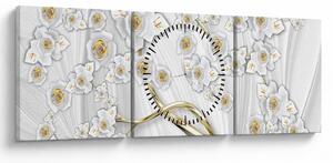 Obraz - Drzewo ze złotą ozdobą (z zegarem) (90x30 cm)
