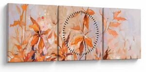 Obraz - Malowane kwiaty (z zegarem) (90x30 cm)