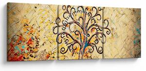 Obraz - Mozaika drzewo życia (z zegarem) (90x30 cm)