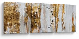Obraz - Abstrakcja ze zotym (z zegarem) (90x30 cm)