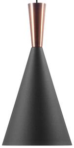 Lampa wisząca czarna z miedzianym glamour metalowa stożkowaty klosz 190 cm Tagus Beliani