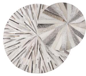 Okrągły skórzany dywan patchworkowy tkany ręcznie ø140 cm szary do salonu Simav Beliani
