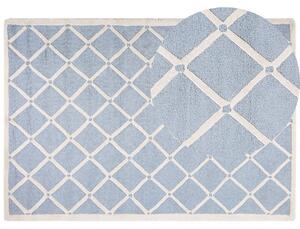 Nowoczesny dywan wełniany niebieski ręcznie wyszywany wzór geometryczny 160 x 230 cm Dali Beliani