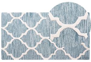 Wełniany dywan prostokątny 80 x 150 cm marokańska koniczyna błękitny Yalova Beliani