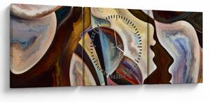 Obraz - Abstrakcja głów (z zegarem) (90x30 cm)