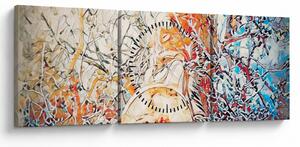 Obraz - Mozaikowa abstrakcja (z zegarem) (90x30 cm)