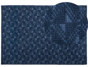 Dywan wełniany 160x230cm geometryczny wzór ręcznie tkany ciemnoniebieski Savran Beliani