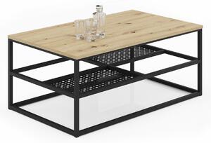 Industrialny stolik kawowy dąb artisan + czarny D9-L06