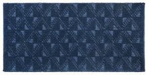 Dywan wełniany 80x150cm geometryczny wzór ręcznie tkany ciemnoniebieski Savran Beliani