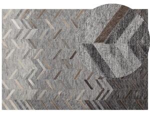 Dywan skórzany szary 160 x 230 cm ombre patchwork wzór jodełka tkany ręcznie Arkum Beliani
