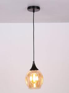 Czarna lampa wisząca ze szklanym brązowym kloszem - Z30-Saso