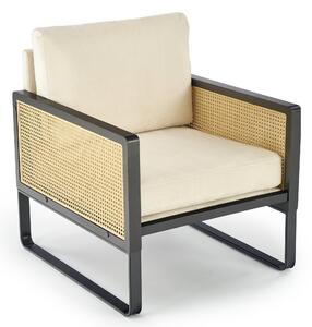 Beżowy rustykalny fotel wypoczynkowy - Ritros