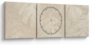 Obraz - Liście w teksturze (z zegarem) (90x30 cm)