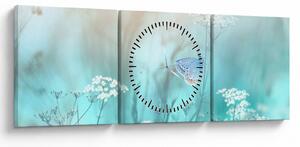 Obraz - Motyl w niebieskim (z zegarem) (90x30 cm)