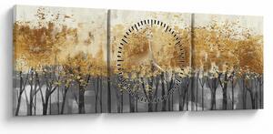 Obraz - Złote drzewa (z zegarem) (90x30 cm)