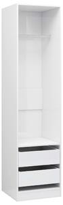 Szafa z szufladami, wysoki połysk, biała, 50x50x200 cm
