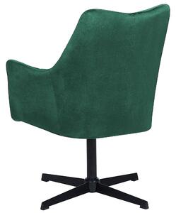 Fotel zielony welurowy metalowa noga obtrotowy pikowany Vaksala Beliani