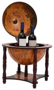 Barek globus ze stojakiem na wino, brązowy, lity eukaliptus