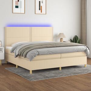 Łóżko kontynentalne z materacem, kremowe, 200x200 cm, tkanina
