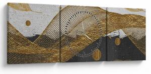 Obraz - Złote piórka (z zegarem) (90x30 cm)