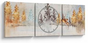 Obraz - Akwarelowy las (z zegarem) (90x30 cm)
