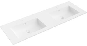 Mexen Otis umywalka wpuszczana w blat podwójna 141 x 46,5 cm, biała mat - 25181401D