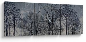 Obraz - Sylwetki drzew z liśćmi (z zegarem) (90x30 cm)