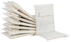 Zestaw 8 poduszek na krzesła ogrodowe biały pikowany z zagłówkami Maui Beliani