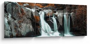 Obraz - Wodospady (z zegarem) (90x30 cm)