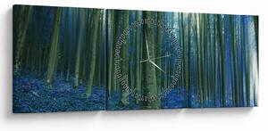 Obraz - Niebieski las (z zegarem) (90x30 cm)