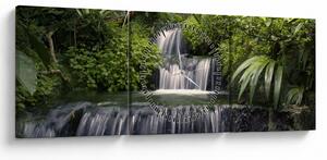 Obraz - Wodospady (z zegarem) (90x30 cm)