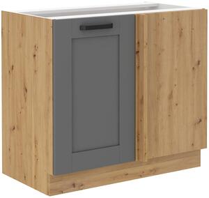 Szafka kuchenna dolna narożna dostawna LUNA 105 ND 1F Szary/Dąb Artisan