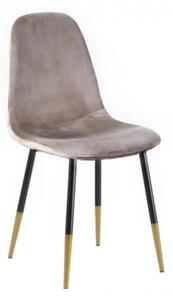 Krzesło tapicerowane do salonu Fox V beżowe nogi czarne/złote welur