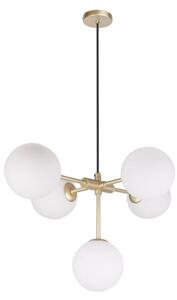 Żyrandol LED, białe kule - Mati Brass - Art deco