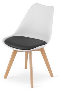 Krzesło kris lugano białe z poduszką bukowe nogi czarna poduszka