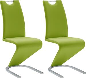 Nowoczesne, limonkowe krzesła, sztuczna skóra - 2 sztuki
