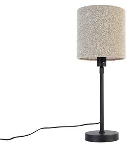 Lampa stołowa czarna regulowana z abażurem boucle taupe 20 cm - Parte Oswietlenie wewnetrzne
